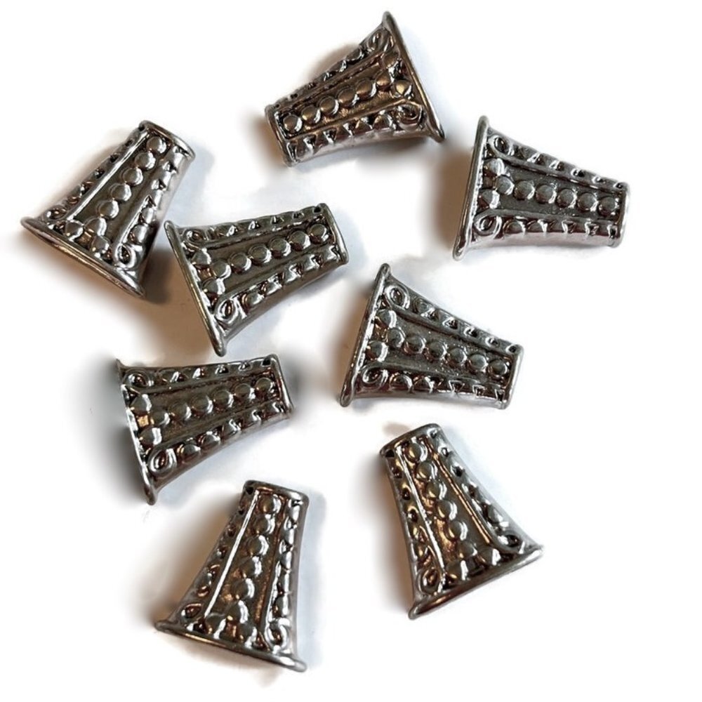 As Low As $2 Antique Silver Large Beaded Cones 17mm x 14mm x 7mm (8)